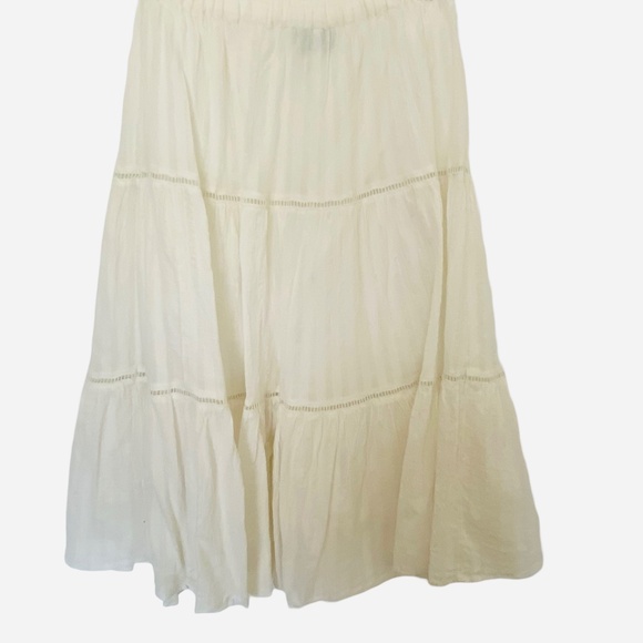 Saturday Sunday Anthropologie White Cotton Summer Beachy Midi  Skirt- Sz-S - Picture 1 of 13